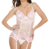 Spring Pink & White Floral Lace Bustier