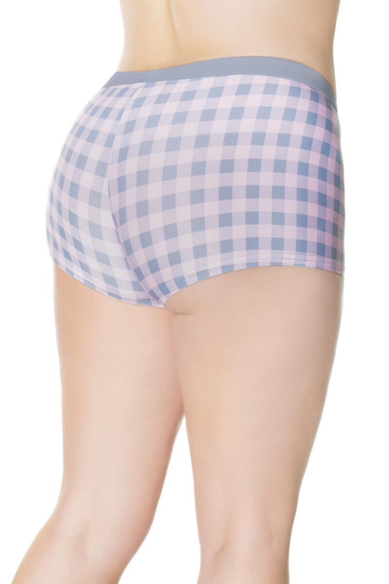 Unisex Pink & Grey Plaid Boxer Brief