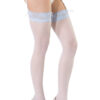 I Do Rhinestone Blue Lace Top Sheer White Stockings