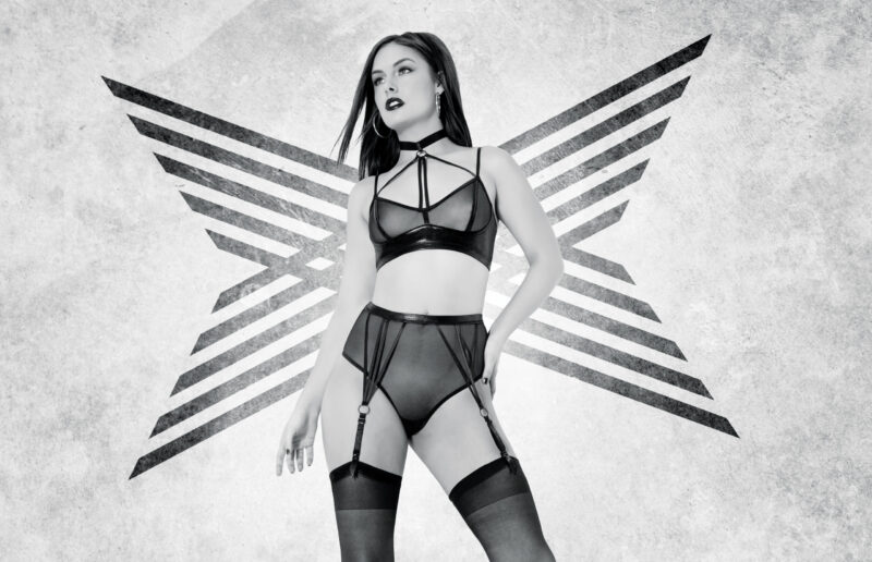 See-Through Wetlook Bra & Garter Panty