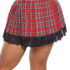 Pleated Lace Bottom Plaid Skirt