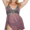 Mauve & Silver Lace Baby Doll