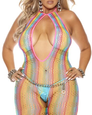 Rainbow Open Crotch Bodystocking