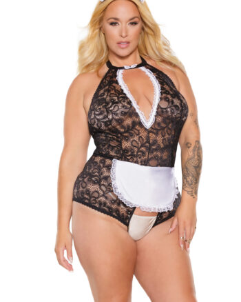 Lace Maid Crotchless Teddy