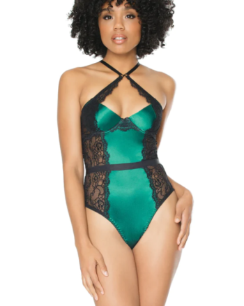 Satin Green & Lace Teddy