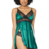 Satin Green & Lace Babydoll & Matching Lace Thong