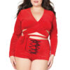 Plus Size Velvet Sparkle Fur Santa Shorts