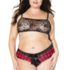 Plus Size Plaid Present Crotchless Panty