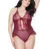 Frilly Merlot Crotchless Teddy