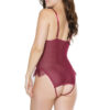 Frilly Merlot Crotchless Teddy