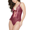 Frilly Merlot Crotchless Teddy