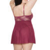 Lace Merlot Tie-Front Babydoll & G-String