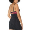 Floral Embroidered Black Stretch Chemise