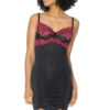 Floral Embroidered Black Stretch Chemise