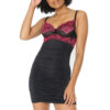 Floral Embroidered Black Stretch Chemise