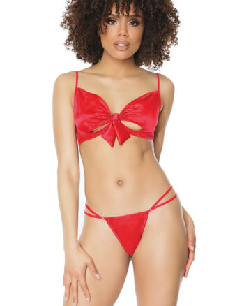 Easy Access Satin Bow Bra & Matching G-String