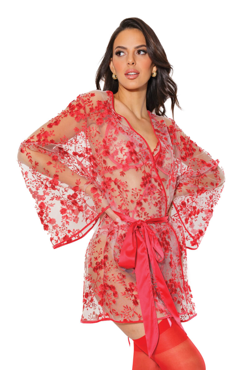 Romantic Embroidered Floral Robe