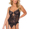 Black Lace Keyhole Bustier & Matching Thong