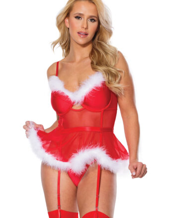 Santa Sleighs Marabou Babydoll