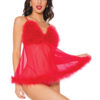 Sexy Red Marabou Babydoll