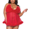 Sexy Red Marabou Babydoll