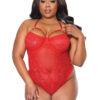 V-Strap Red Lace Teddy