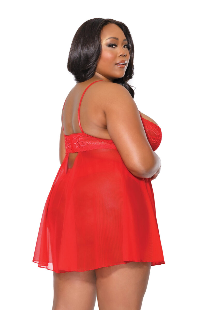 V-Strap Red Lace Babydoll & Matching Thong