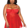 V-Strap Red Lace Babydoll & Matching Thong