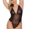 Barely Bare - Plus Size Crotchless Black Sheer Teddy