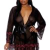 Barely Bare - Plus Size Floral Trim Sheer Robe