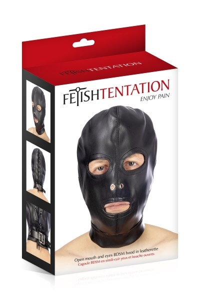 Fetish Tentation - Open Mouth & Eyes Vegan Leather Hood
