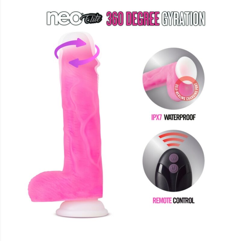 Blush - Neo Elite - 360 Degree Gyration - 8" Rotating Dildo