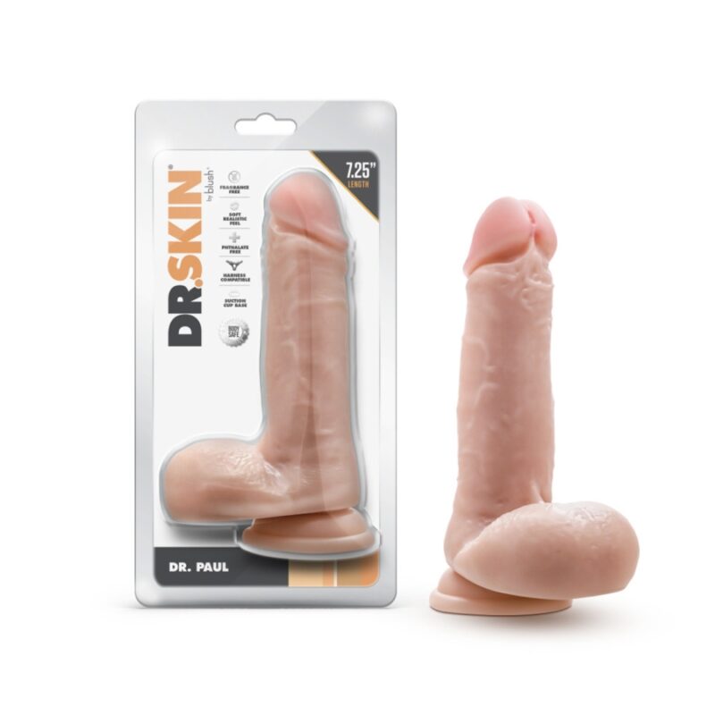 Blush - Dr. Skin - Dr. Paul - 7.25 Inch Dildo With Balls - Beige