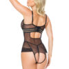 Striped Mesh Open Crotch Teddy