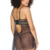 Striped Mesh Babydoll & G-String