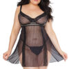 Striped Mesh Babydoll & G-String