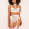 Sheer White Choker Bra & Garter Panty