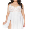 Plus Size Scalloped Lace White Babydoll