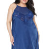 Navy Blue Satin & Lace Chemise