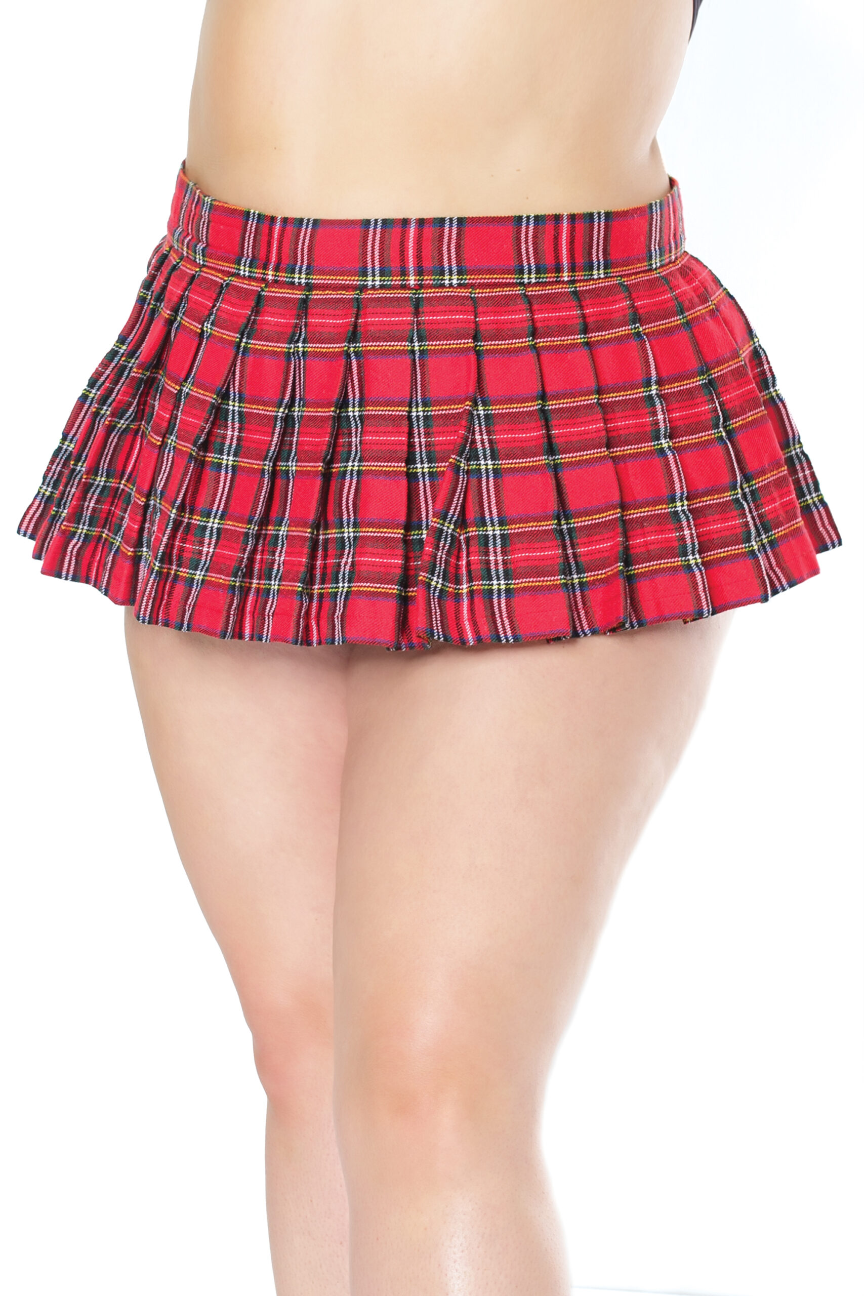 Pleated Plaid Mini Skirt