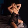 Plus Size Velvet & Peacock Lace Babydoll & G-String