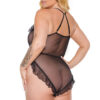 Sheer Plunge Ruffle Teddy