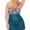 Teal Rosegold Babydoll & Thong Set
