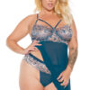 Teal Rosegold Babydoll & Thong Set