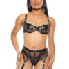 Vinyl Boned Bra, Garterbelt & G-String Set