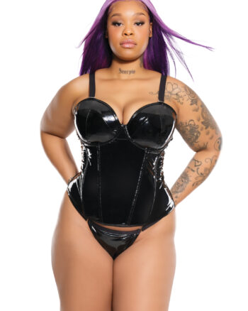 Sexy Vinyl & Mesh Bustier