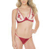 Nude Merlot Satin See-Through Bra & Panty Set