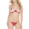 Nude Merlot Satin See-Through Bra & Panty Set