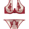 Nude Merlot Satin See-Through Bra & Panty Set