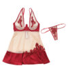 Nude Merlot Satin See-Through Babydoll